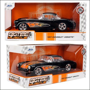 シボレー コルベット Black Flames 1957 Chevy Corvette 1/24 レトロミニカー JADA TOYS BTM　アメリカン雑貨の画像