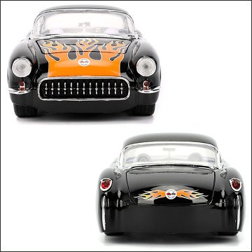 シボレー コルベット Black Flames 1957 Chevy Corvette 1/24 レトロミニカー JADA TOYS BTM　アメリカン雑貨の画像
