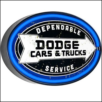 LEDネオンサイン  DODGE CARS & TRUCKS オーバル ロープネオンサイン看板　アメリカンインテリアの画像