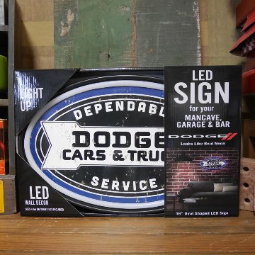 LEDネオンサイン  DODGE CARS & TRUCKS オーバル ロープネオンサイン看板　アメリカンインテリアの画像