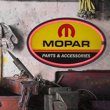 LEDネオンサイン MOPAR CHRYSLER PARTS　オーバル ロープネオンサイン看板　アメリカンインテリアの画像