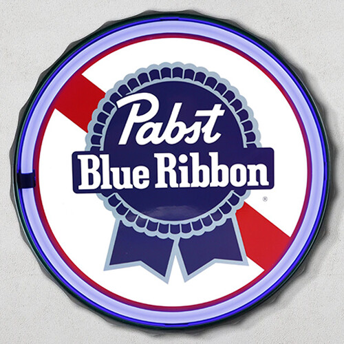 LEDネオンサイン  PABST BLUE RIBBON ボトルキャップ　ロープネオンサイン看板　アメリカンインテリアの画像