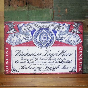 バドワイザー ブリキ看板 ティンサイン　アメリカン雑貨の画像