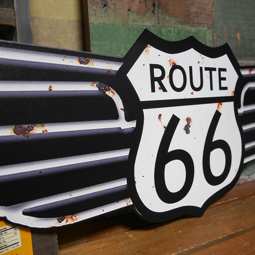 ルート66 アンティークプレートウイング ROUTE66 ブリキ看板 US66 アメリカン雑貨の画像
