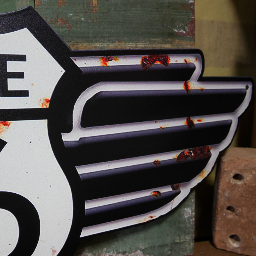 ルート66 アンティークプレートウイング ROUTE66 ブリキ看板 US66 アメリカン雑貨の画像