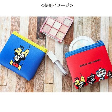 ミッキーマウス ミニフラットポーチ ディズニー 松本セイジ アーティストシリーズ ミニポーチ コスメポーチ 小物入れの画像