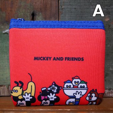 ミッキーマウス ミニフラットポーチ ディズニー 松本セイジ アーティストシリーズ ミニポーチ コスメポーチ 小物入れの画像