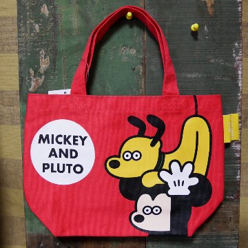 ミッキーマウス カラーマチ付きバッグ レッド Disney ディズニー 松本セイジ トートバッグ 手提げバッグ ランチバッグ の画像