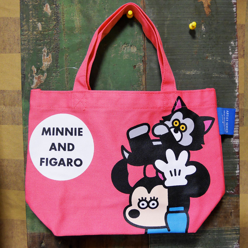 ミニーマウス カラーマチ付きバッグ ピンク Disney ディズニー 松本セイジ トートバッグ 手提げバッグ ランチバッグ の画像