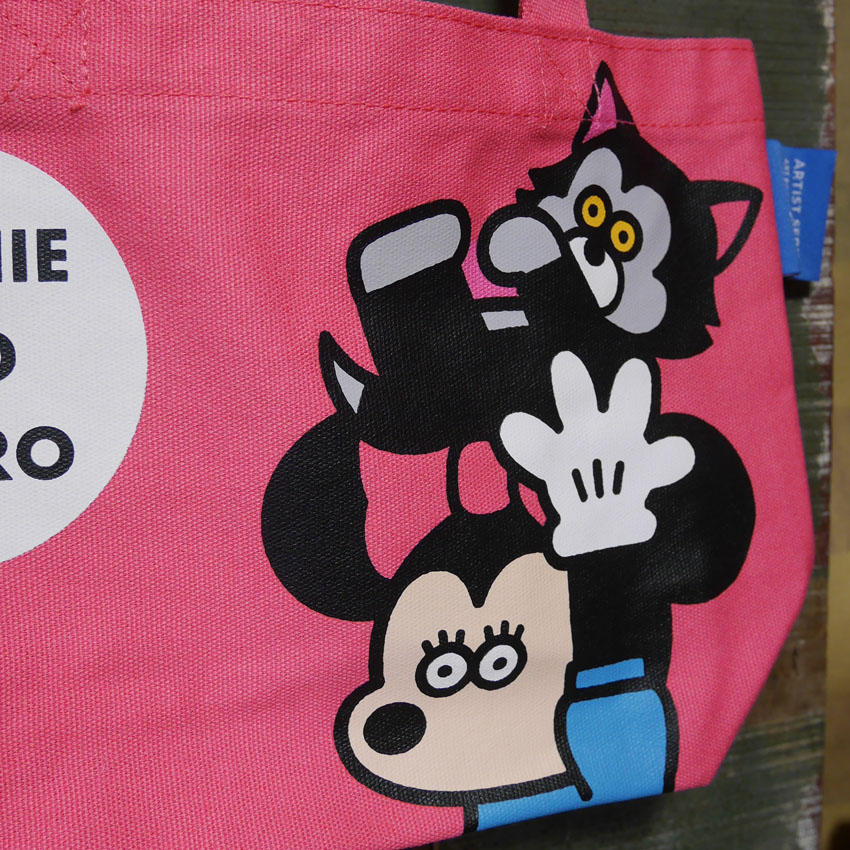 ミニーマウス カラーマチ付きバッグ ピンク Disney ディズニー 松本セイジ トートバッグ 手提げバッグ ランチバッグ の画像