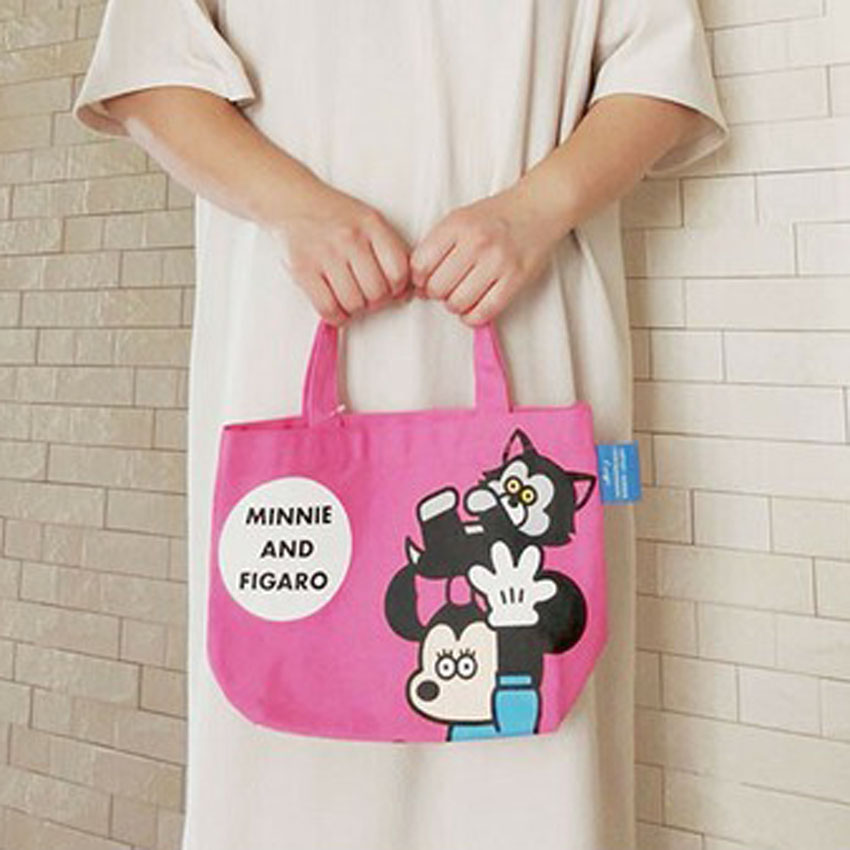 ミニーマウス カラーマチ付きバッグ ピンク Disney ディズニー 松本セイジ トートバッグ 手提げバッグ ランチバッグ の画像