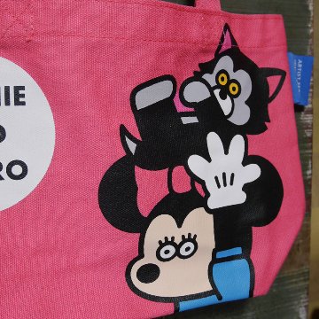 ミニーマウス カラーマチ付きバッグ ピンク Disney ディズニー 松本セイジ トートバッグ 手提げバッグ ランチバッグ の画像