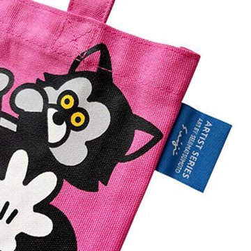 ミニーマウス カラーマチ付きバッグ ピンク Disney ディズニー 松本セイジ トートバッグ 手提げバッグ ランチバッグ の画像