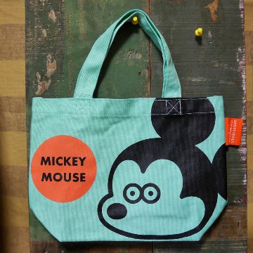 ミッキーマウス カラーマチ付きバッグ エメラルドグリーン Disney ディズニー 松本セイジ トートバッグ 手提げバッグ ランチバッグ の画像