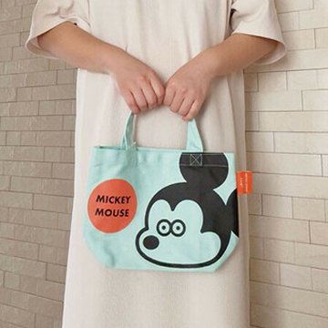 ミッキーマウス カラーマチ付きバッグ エメラルドグリーン Disney ディズニー 松本セイジ トートバッグ 手提げバッグ ランチバッグ の画像