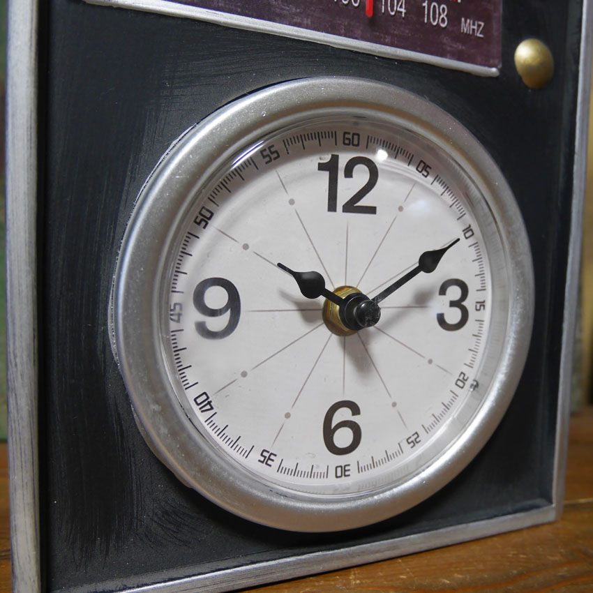 ビンテージ テーブルクロック ラジオ 貯金箱 置時計 バンク アントレックス アメリカン雑貨の画像