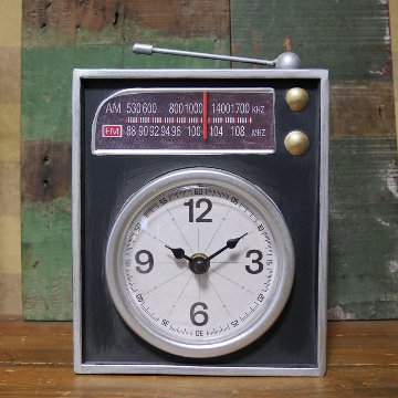 ビンテージ テーブルクロック ラジオ 貯金箱 置時計 バンク アントレックス アメリカン雑貨の画像