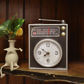 ビンテージ テーブルクロック ラジオ 貯金箱 置時計 バンク アントレックス アメリカン雑貨の画像