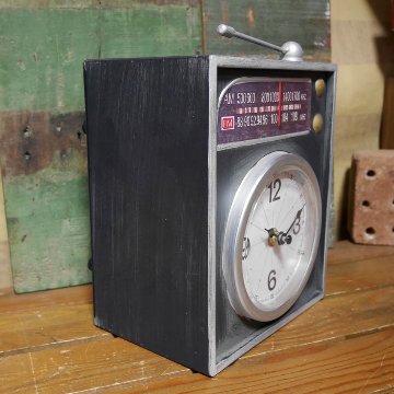 ビンテージ テーブルクロック ラジオ 貯金箱 置時計 バンク アントレックス アメリカン雑貨の画像