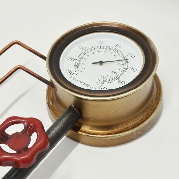 ビンテージウォールクロックブラック withダイアル スチームパンク 掛け時計 スチーム管 スチームメーター アントレックス アメリカン雑貨の画像