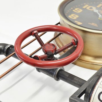 ビンテージウォールクロックブラック withダイアル スチームパンク 掛け時計 スチーム管 スチームメーター アントレックス アメリカン雑貨の画像