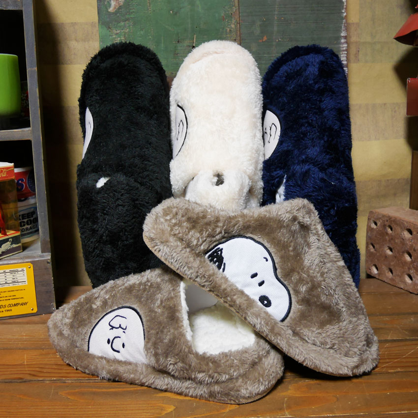  スヌーピー ボアルームシューズ SNOOPY スリッパ 裏ボア 暖か　インテリア雑貨の画像