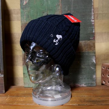 スヌーピー ニット帽 SNOOPY ニットキャップ PEANUTS　ケーブル編み　アメカジ　アメリカン雑貨の画像