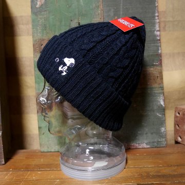 スヌーピー ニット帽 SNOOPY ニットキャップ PEANUTS　ケーブル編み　アメカジ　アメリカン雑貨の画像