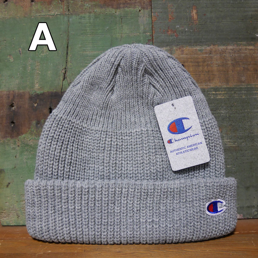 チャンピオン ニット帽 Champion ニットキャップ リブ編み アメカジ　アメリカン雑貨の画像