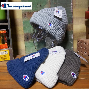 チャンピオン ニット帽 Champion ニットキャップ リブ編み アメカジ　アメリカン雑貨の画像