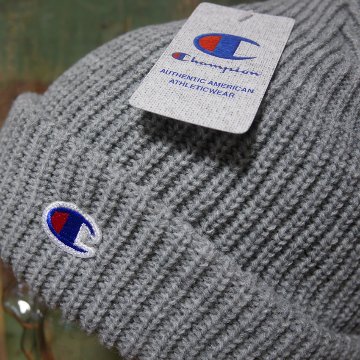 チャンピオン ニット帽 Champion ニットキャップ リブ編み アメカジ　アメリカン雑貨の画像