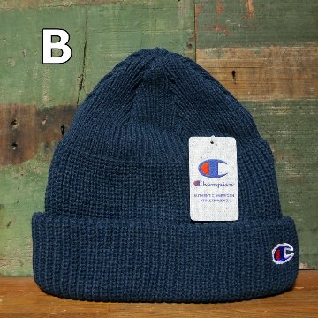 チャンピオン ニット帽 Champion ニットキャップ リブ編み アメカジ　アメリカン雑貨の画像