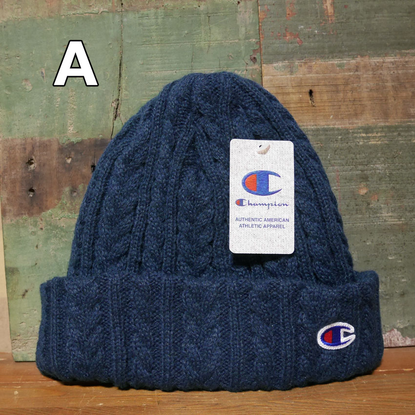 チャンピオン ニット帽 Champion ニットキャップ ケーブル編 ワッチ アメカジ　アメリカン雑貨の画像