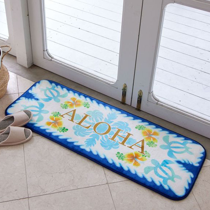 ハワイアン マーラエ　ロングフロアマット HONU QUILT キッチンマット バスマット ホヌ フロアマット　玄関マット　アメリカン雑貨の画像