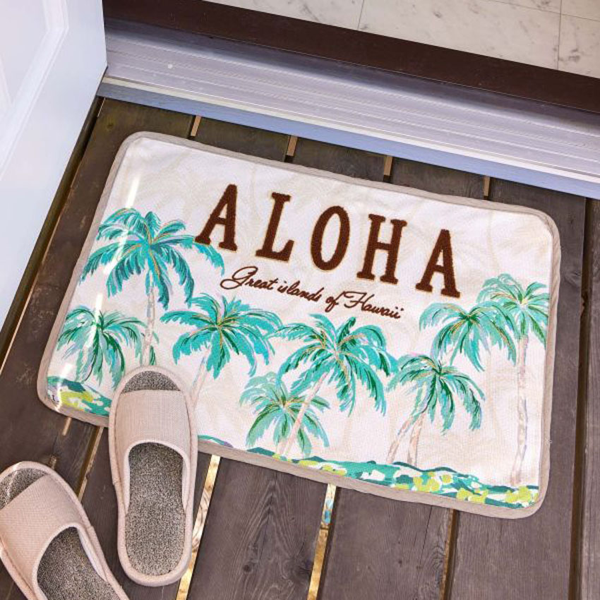 カームハワイマット BEIGE ハワイアン インテリアマット バスマット  フロアマット　玄関マット　アメリカン雑貨の画像