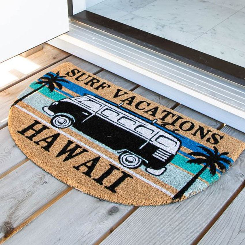 ニウアミマット Coir mat 半円型 コイヤーマット BUS HAWAII SURF VACATIONS ウェルカム 玄関マット の画像