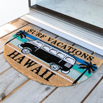 ニウアミマット Coir mat 半円型 コイヤーマット BUS HAWAII SURF VACATIONS ウェルカム 玄関マット の画像