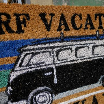 ニウアミマット Coir mat 半円型 コイヤーマット BUS HAWAII SURF VACATIONS ウェルカム 玄関マット の画像