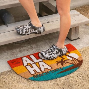 ニウアミマット Coir mat 半円型 コイヤーマット SUNSET ALOHA　ハワイアン ウェルカム 玄関マット の画像