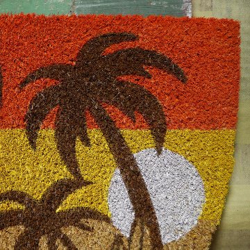 ニウアミマット Coir mat 半円型 コイヤーマット SUNSET ALOHA　ハワイアン ウェルカム 玄関マット の画像