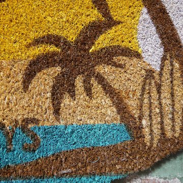 ニウアミマット Coir mat 半円型 コイヤーマット SUNSET ALOHA　ハワイアン ウェルカム 玄関マット の画像
