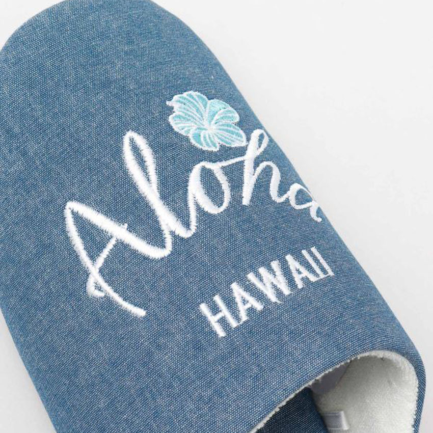  ルームシューズ デニアロ スリッパ ハワイアン  デニム Aloha　インテリア雑貨の画像