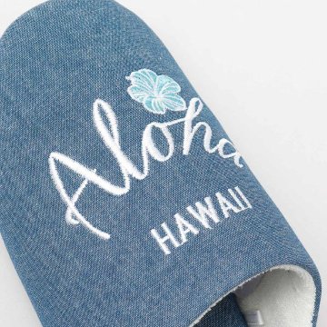  ルームシューズ デニアロ スリッパ ハワイアン  デニム Aloha　インテリア雑貨の画像