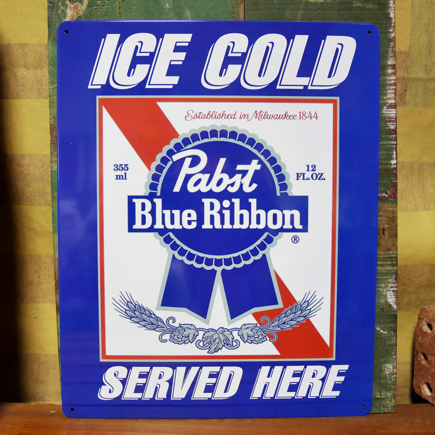 PABST BLUE RIBBON ブリキ看板 パブスト インテリア ICE COLD ティン サイン　アメリカン雑貨の画像
