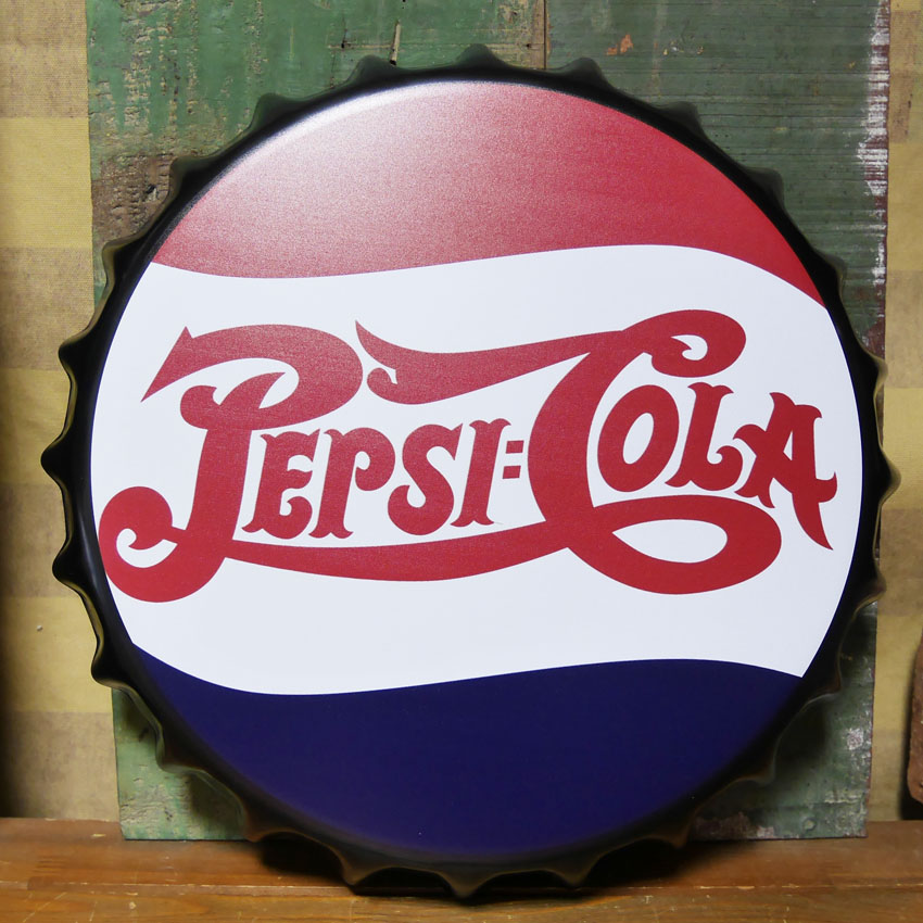 ペプシコーラ 王冠型 ブリキ看板 インテリア ボトルキャップ型メタルサインプレート  アメリカン雑貨の画像