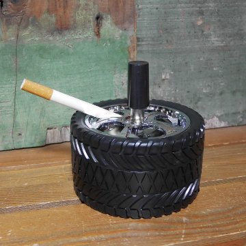 タイヤスピンアシュトレイ 卓上灰皿 アッシュトレイ 回転灰皿 の画像