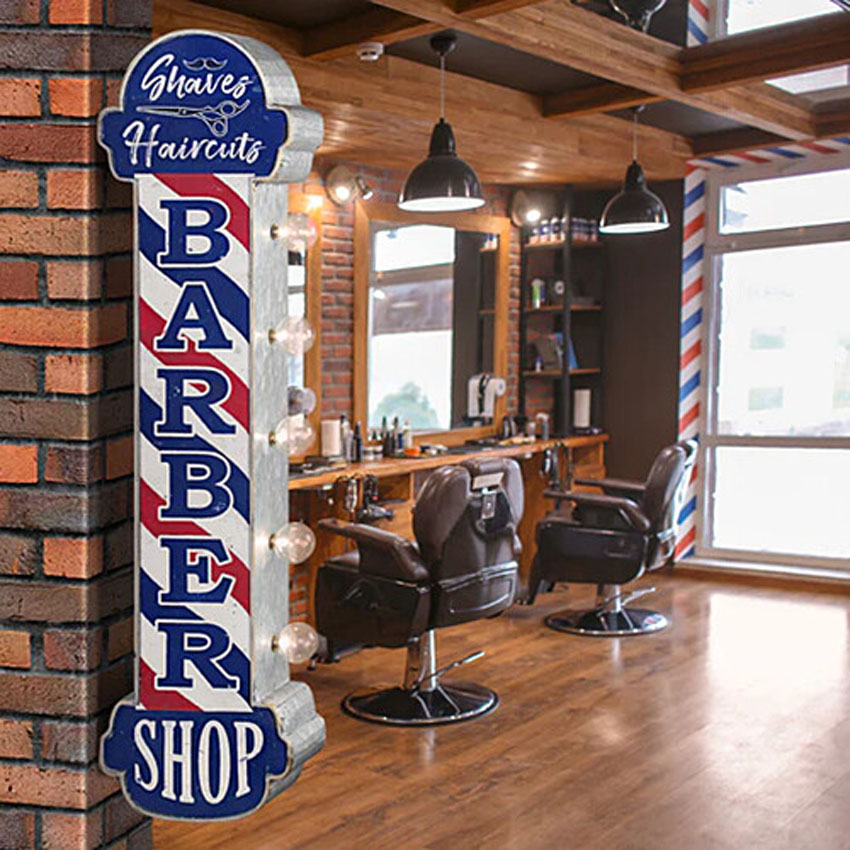 オフ ザ ウォール LED サイン BARBER SHOP 散髪屋 バーバーショップ LED サイン アメリカン雑貨の画像