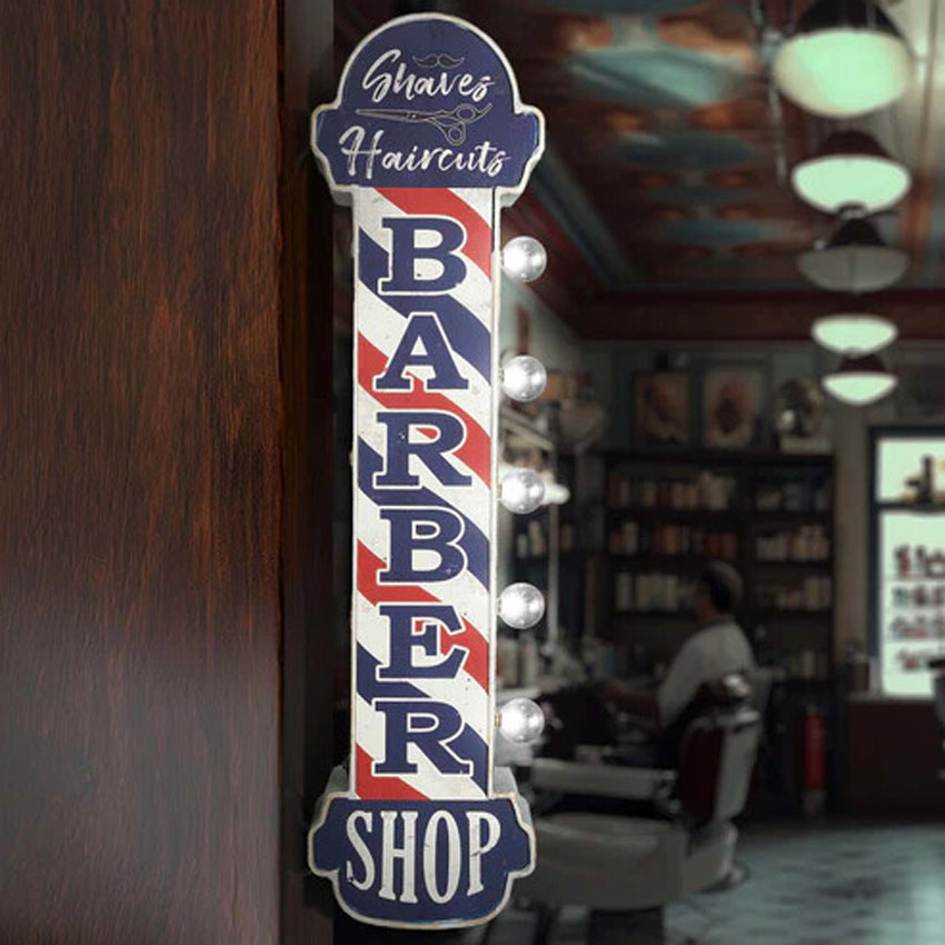 オフ ザ ウォール LED サイン BARBER SHOP 散髪屋 バーバーショップ LED サイン アメリカン雑貨の画像