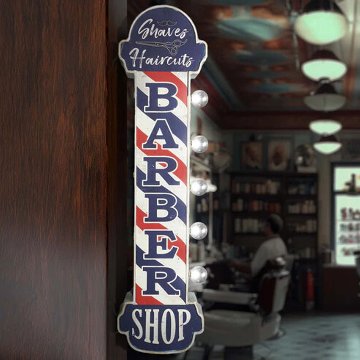 オフ ザ ウォール LED サイン BARBER SHOP 散髪屋 バーバーショップ LED サイン アメリカン雑貨の画像