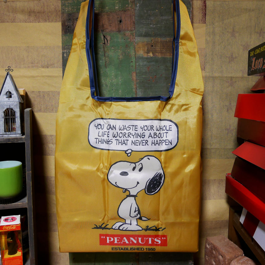 スヌーピー コンパクト エコバッグ SNOOPY ショッピングバッグ アメリカン雑貨の画像